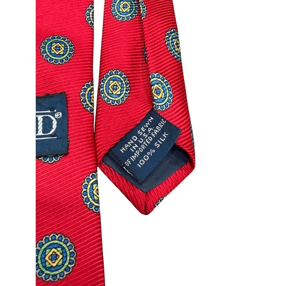 Lands End Mens Silk Ties Lot of 3 Handsewn USA Paisley Green Pink‎ Red